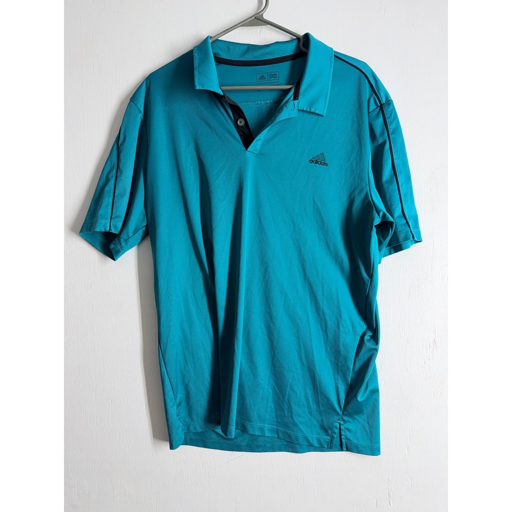 Adidas Golf Polo Shirt Mens Large Teal Blue Short Sleeve Performance Activewear